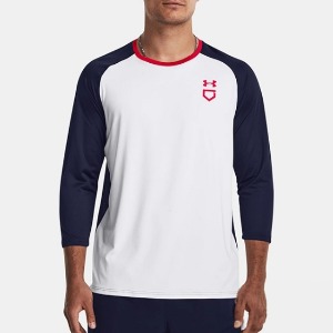 [언더아머] UA 유틸리티 7부 티셔츠 1379950 (화이트/네이비 100)